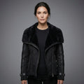 Black Suede Shearling Biker Jacket
