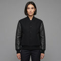 Women's All-Black Leather Varsity Jacket