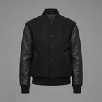 Women's All-Black Leather Varsity Jacket