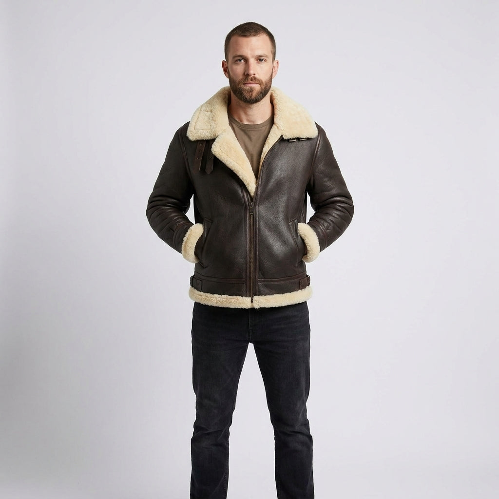 Men's Classic B3 Sheepskin Shearling Bomber Jacket