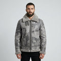 Men's Grey Camo B3 Shearling Leather Bomber Jacket