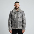 Men's Grey Camo B3 Shearling Leather Bomber Jacket