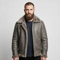 Men's Grey B3 Shearling Leather Bomber Jacket