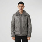 Men's Grey B3 Sheepskin Bomber Jacket – 100% Shearling Aviator Coat