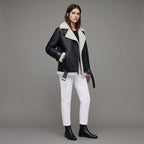 Belted Black Shearling Jacket