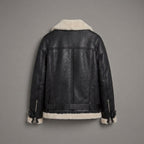 Belted Black Shearling Jacket