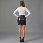 Women's Black Bodycon Leather Skirt