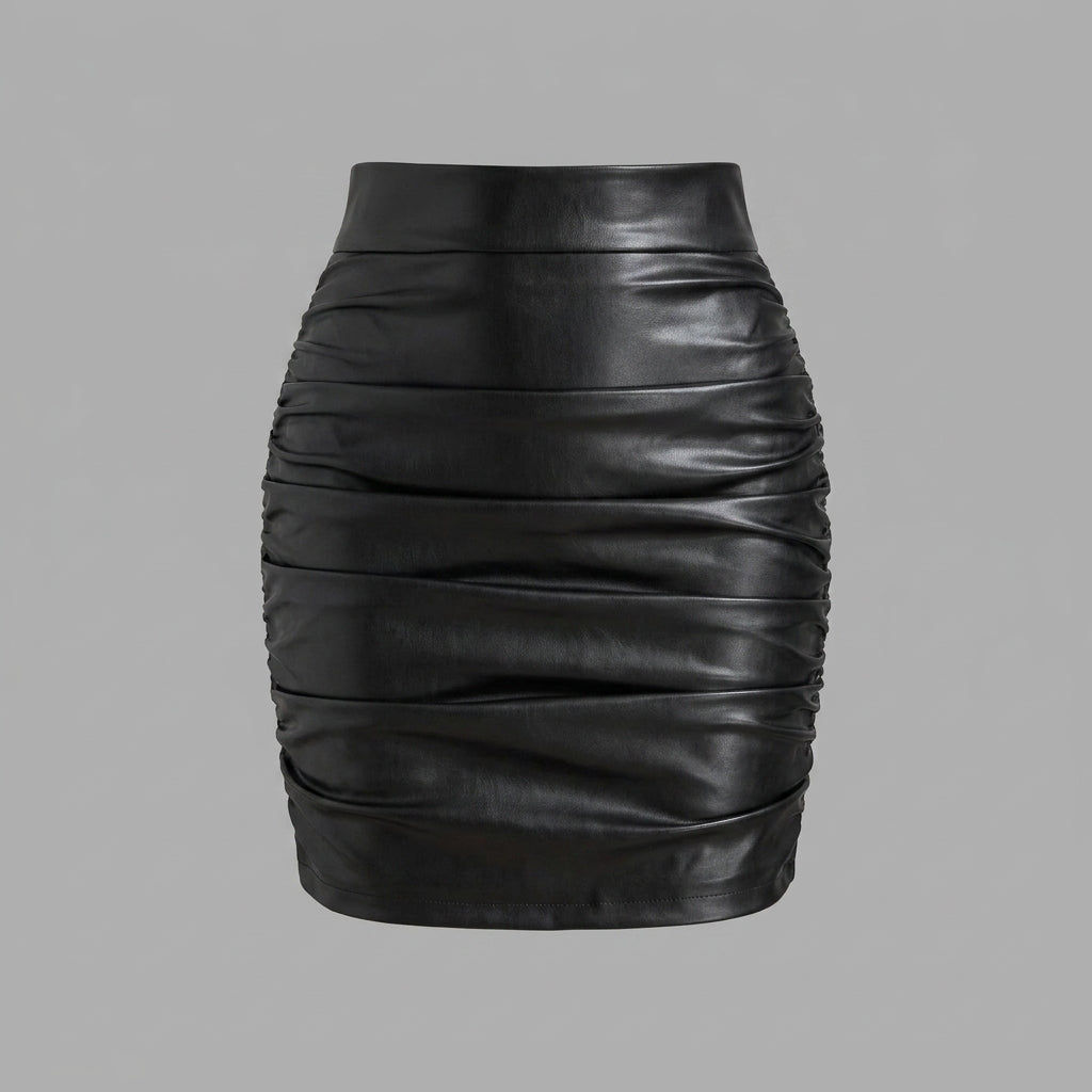 Women's Black Bodycon Leather Skirt
