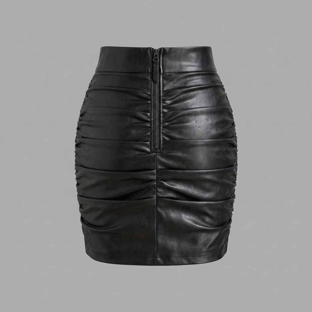 Women's Black Bodycon Leather Skirt