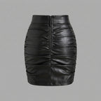 Women's Black Bodycon Leather Skirt