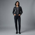 Downtown Black Biker Cropped Leather Jacket