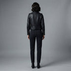 Downtown Black Biker Cropped Leather Jacket
