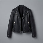 Downtown Black Biker Cropped Leather Jacket