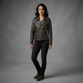 Women's Black Distressed Leather Biker Jacket