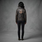 Women's Black Distressed Leather Biker Jacket