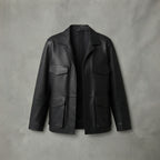 Women's Black Four-Pocket Leather Jacket