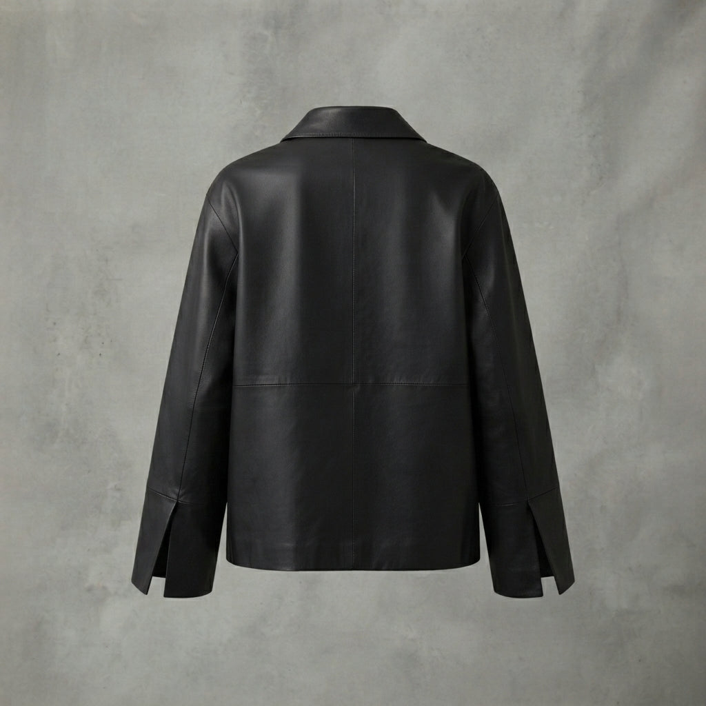 Women's Black Four-Pocket Leather Jacket