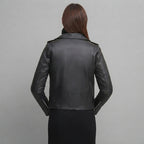 Women's Black Grain Leather Moto Jacket