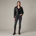 Women's Black Leather Biker Jacket