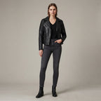 Women's Black Leather Biker Jacket