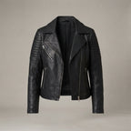 Women's Black Leather Biker Jacket