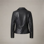 Women's Black Leather Biker Jacket
