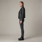 Women's Black Leather Biker Jacket