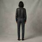 Women's Classic Black Leather Bomber Jacket