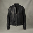 Women's Classic Black Leather Bomber Jacket