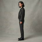 Women's Classic Black Leather Bomber Jacket