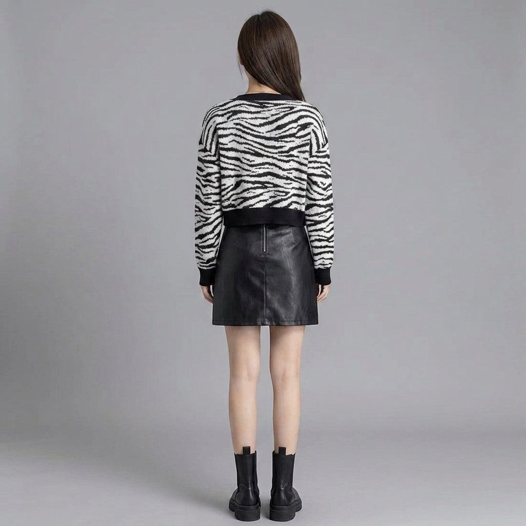Women's Black Leather Mini Skirt