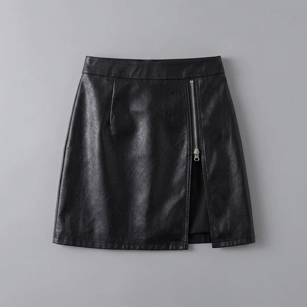 Women's Black Leather Mini Skirt
