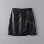 Women's Black Leather Mini Skirt