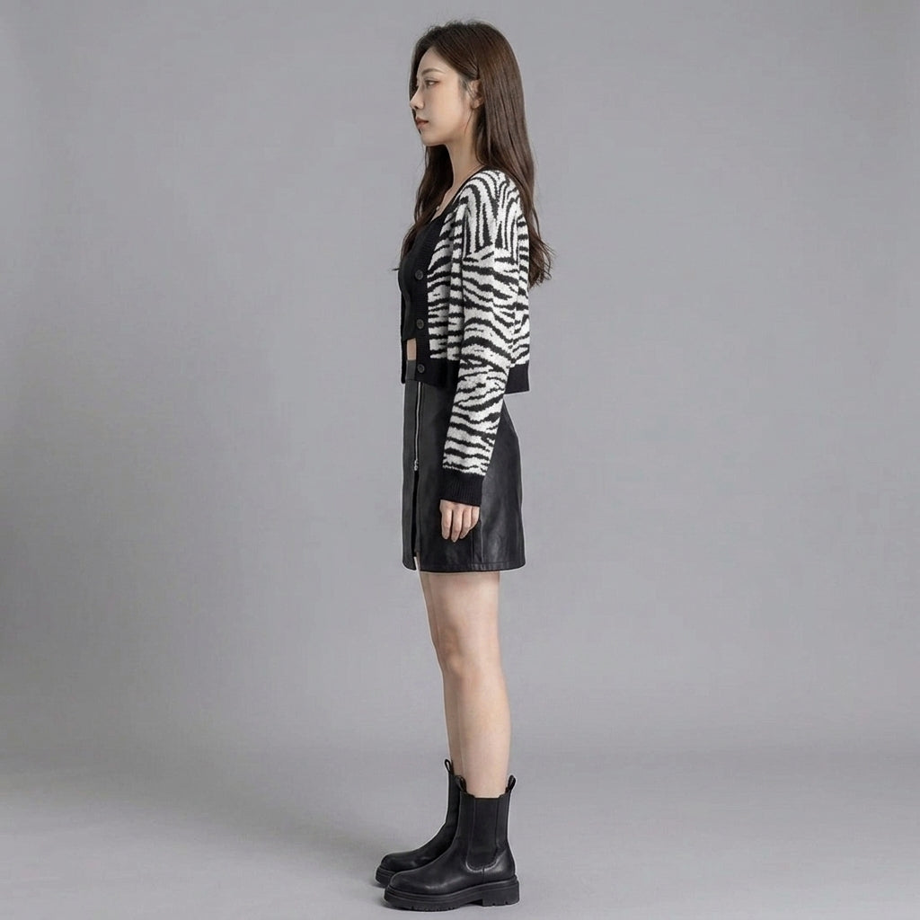 Women's Black Leather Mini Skirt