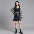 Women's Black Leather Mini Skirt