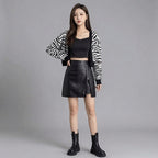 Women's Black Leather Mini Skirt