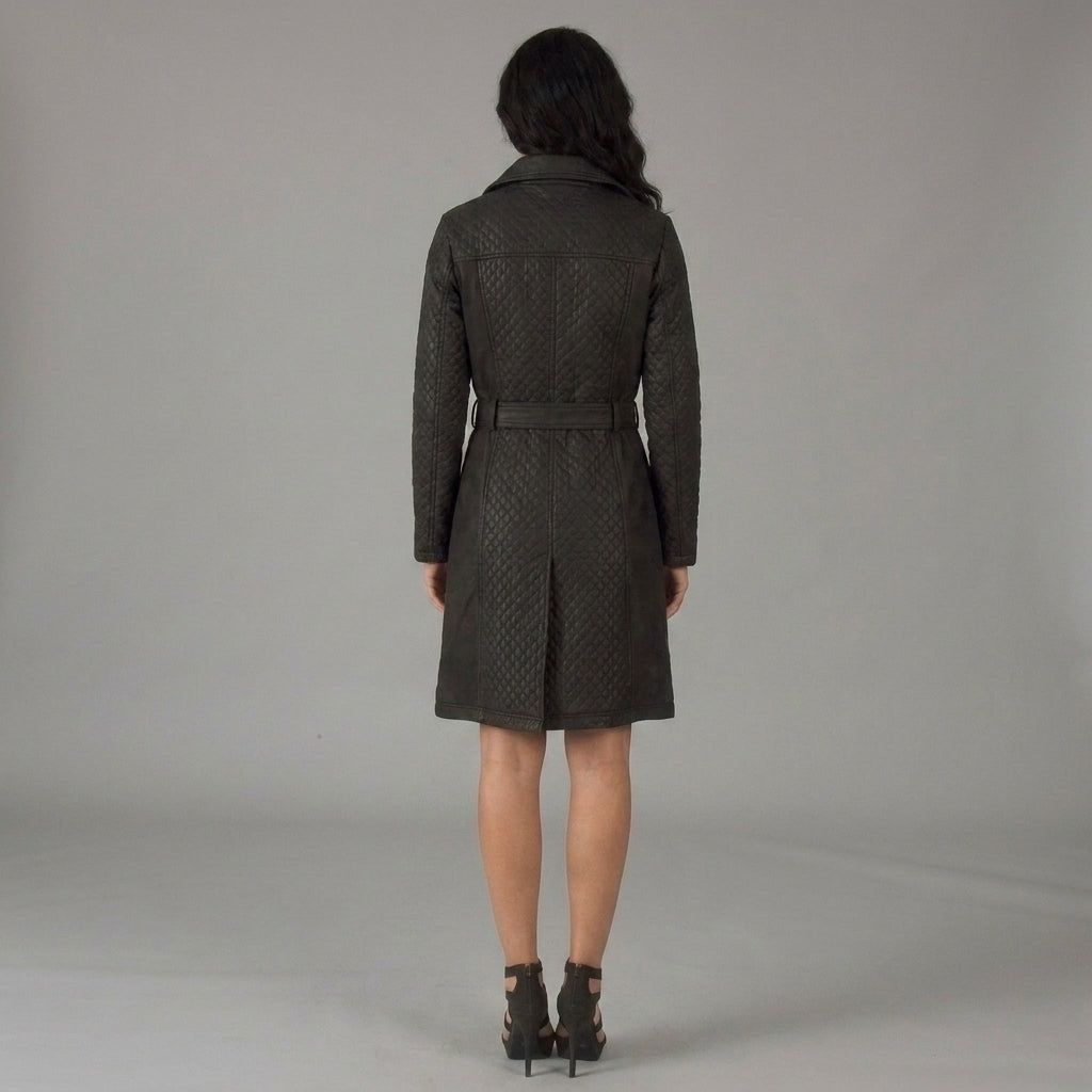Women's Quilted Belted Car Coat