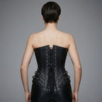 Black Studded Zip Leather Corset