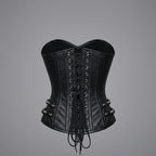 Black Studded Zip Leather Corset