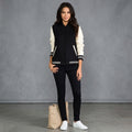 Women's Black & Cream Leather Varsity Jacket