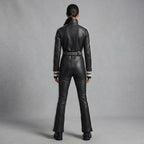 Black & White Leather Utility Jumpsuit