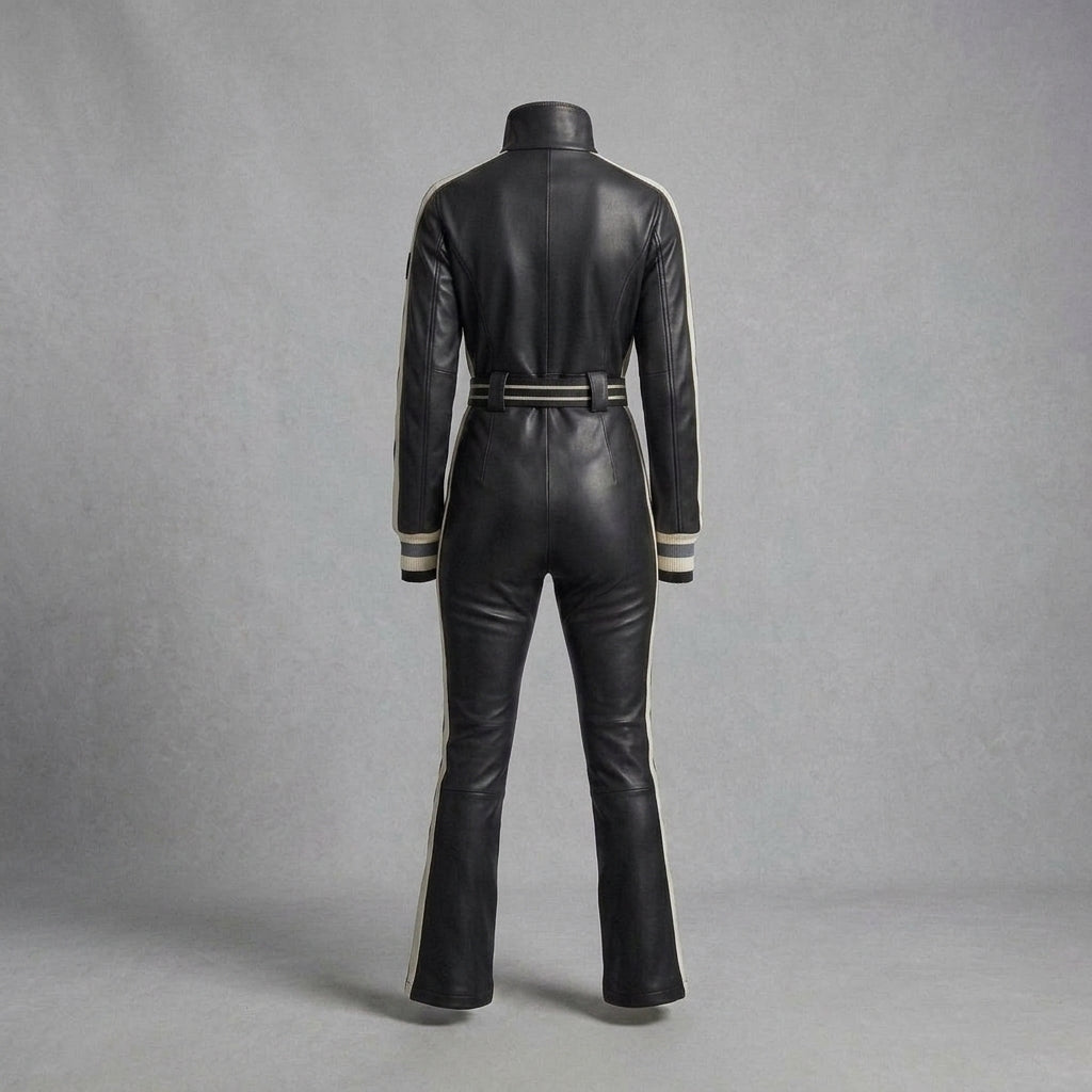 Black & White Leather Utility Jumpsuit