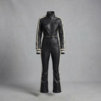 Black & White Leather Utility Jumpsuit