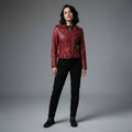 Women's Blood Moon Belted Leather Moto Jacket