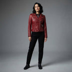 Women's Blood Moon Belted Leather Moto Jacket