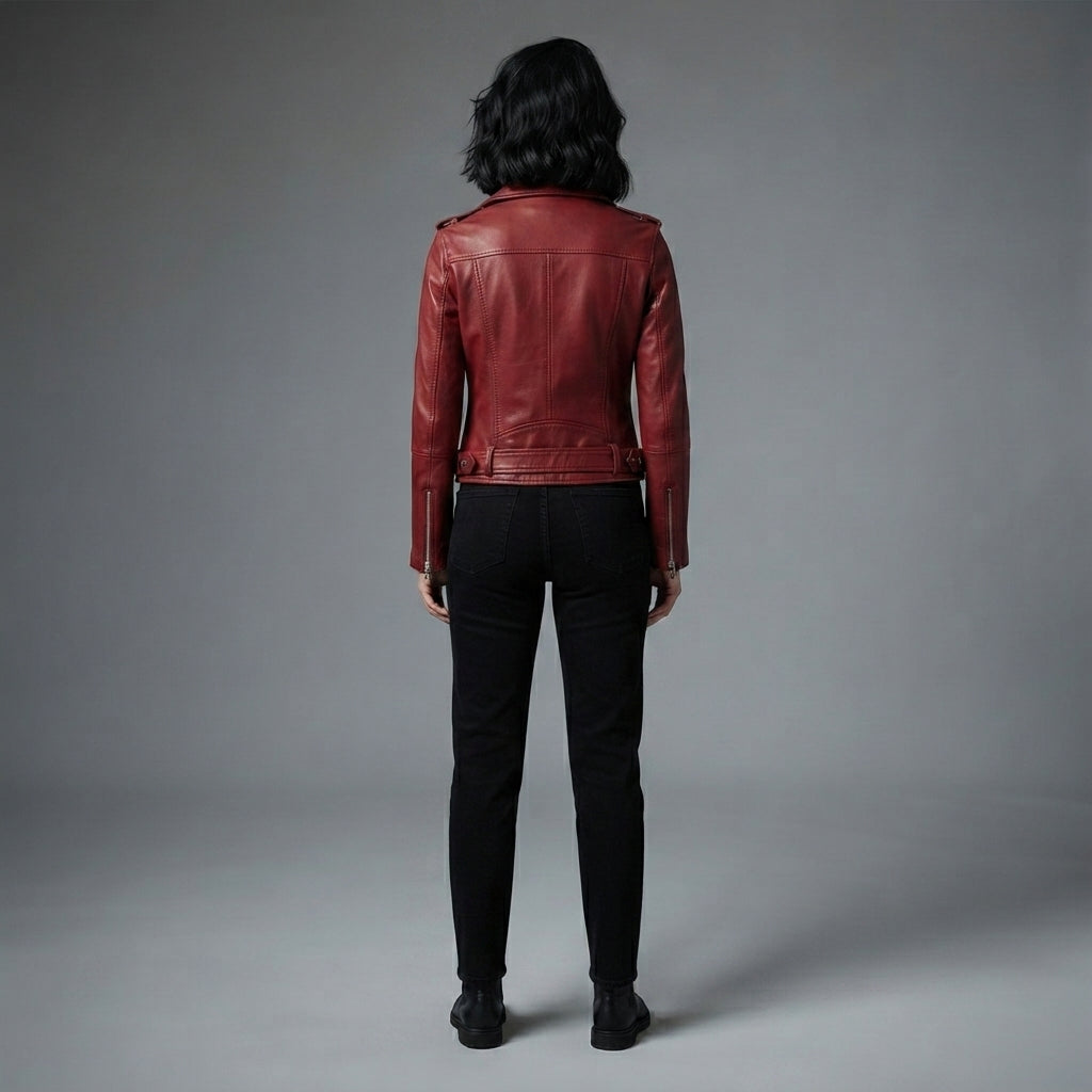 Women's Blood Moon Belted Leather Moto Jacket