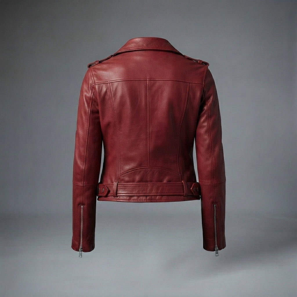 Women's Blood Moon Belted Leather Moto Jacket