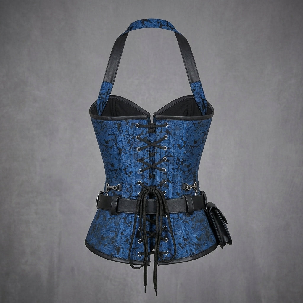 Blue Brocade Pocket Corset