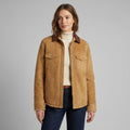 Women's Brown Collar Suede Overshirt