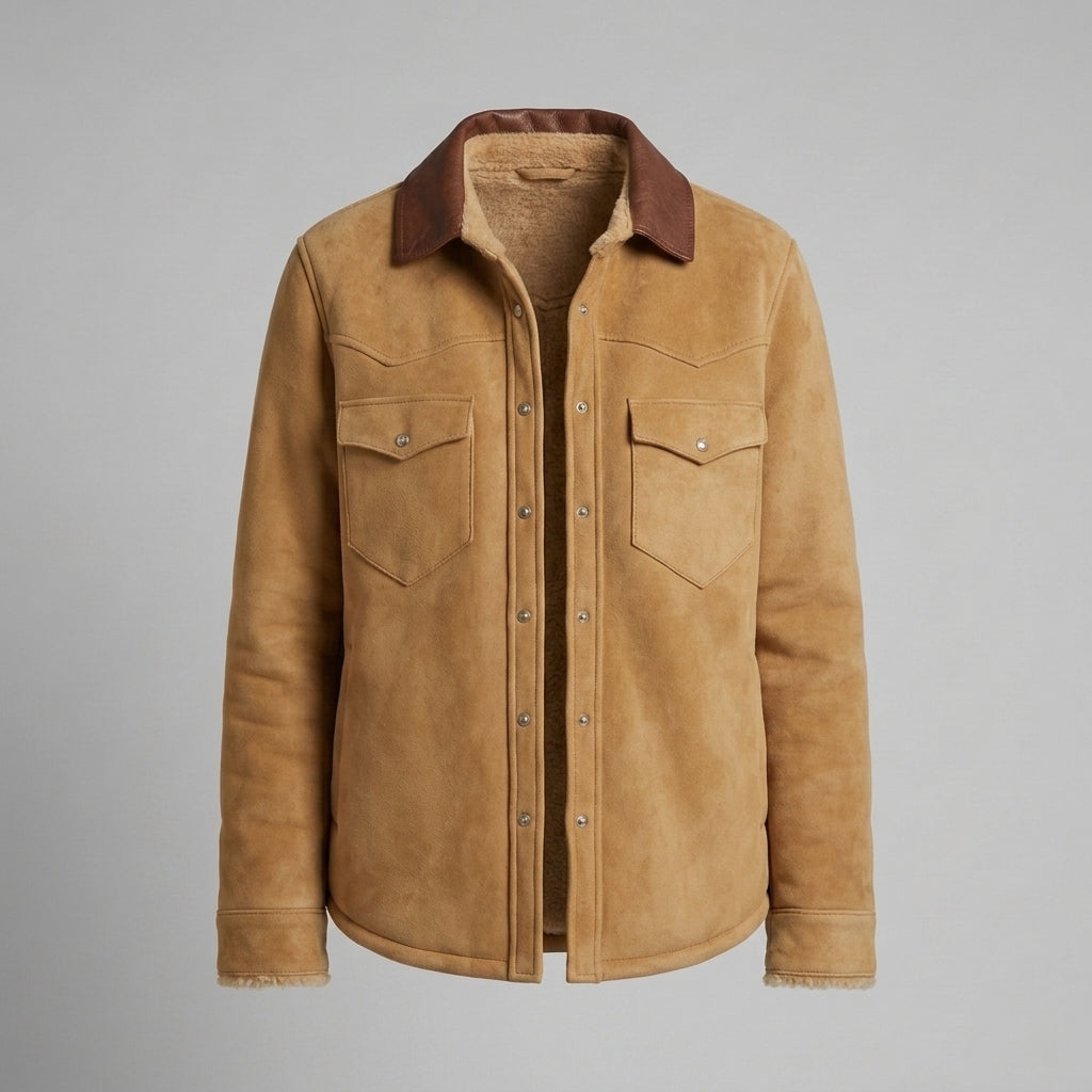 Women's Brown Collar Suede Overshirt